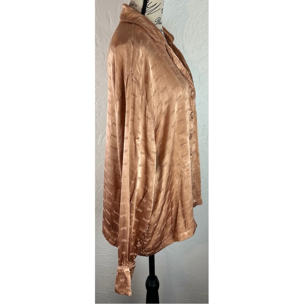 Skims Jacquard Button Up Sleep Ochre Top, size Large - Picture 7 of 11